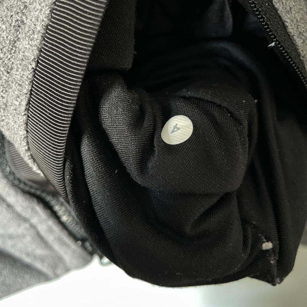 LULULEMON Moto Jacket Ambient Grey Black Fleece Zip Up Asymmetrical Biker Coat 4 - Picture 11 of 12